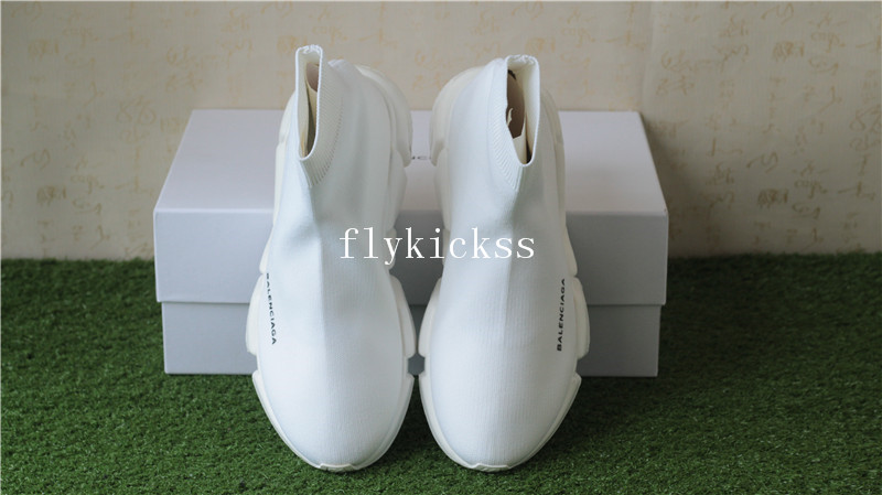 Update Version Balenciaga Speed Trainer Sock Race Runners All White